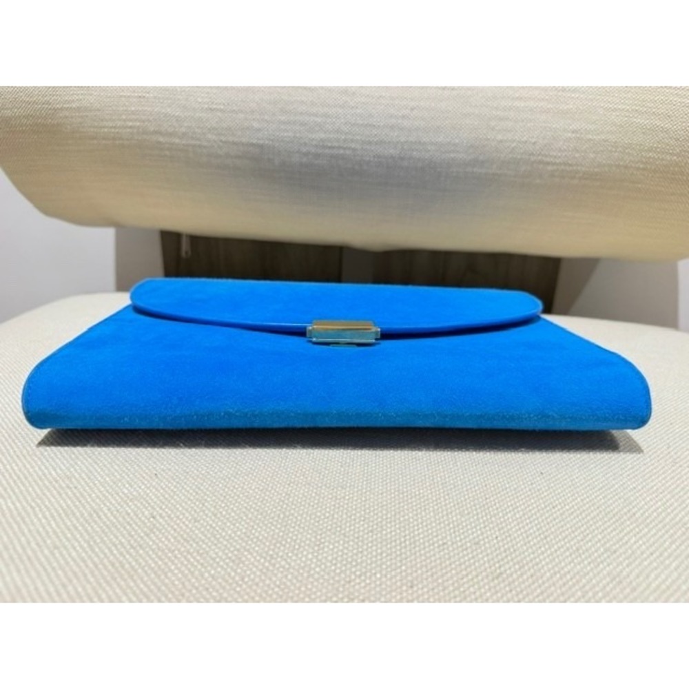Authentic MANSUR GAVRIEL Blue Suede Clutch - Picture 5 of 10